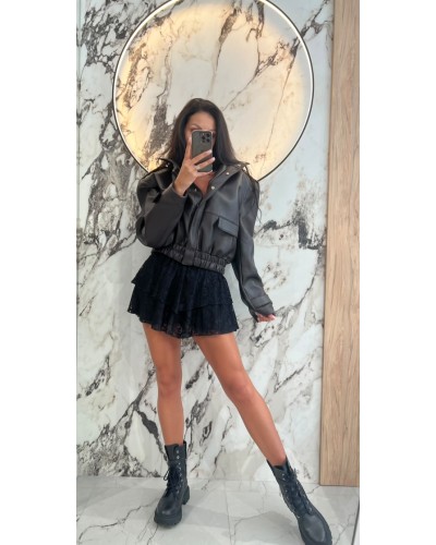 Kurtka bomberka z ekoskóry La Milla Premium brązowa