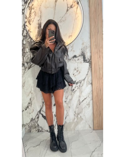 Kurtka bomberka z ekoskóry La Milla Premium brązowa