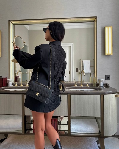 Marynarka z koronką na plecach La Milla czarna