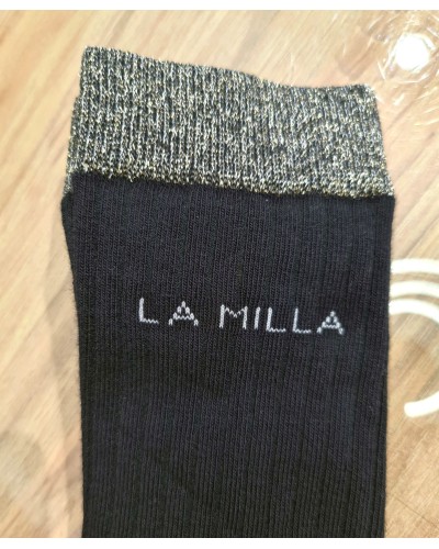 Skarpetki z różą La Milla czarne ze złotem