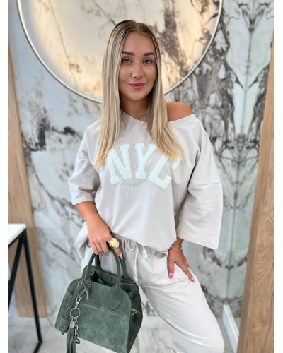 T-shirt NYC By o la la...! beżowy