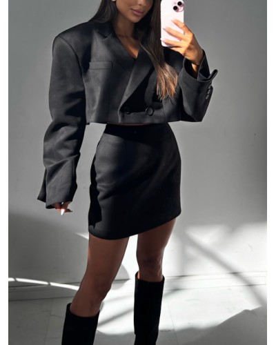 Marynarka krótka zamszowa EMO czarna