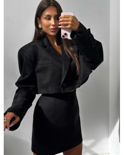 Marynarka krótka zamszowa EMO czarna