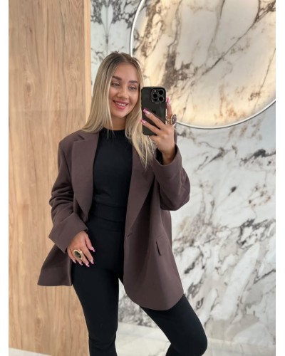 Marynarka materiałowa SLAY czekoladowa