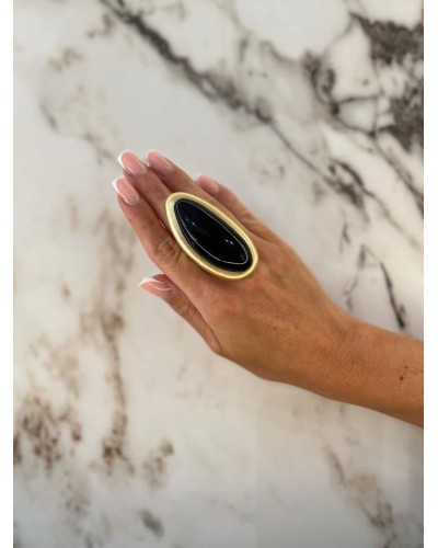 Pierścień Czarna Orchidea złoty