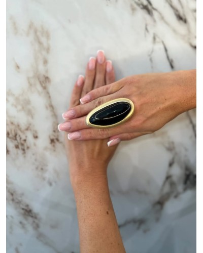 Pierścień Czarna Orchidea złoty