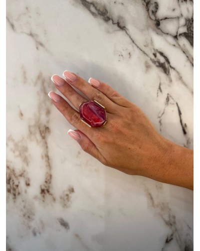 Pierścień Kair złoty z rubinem