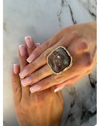 Pierścień Rio złoty z brązem