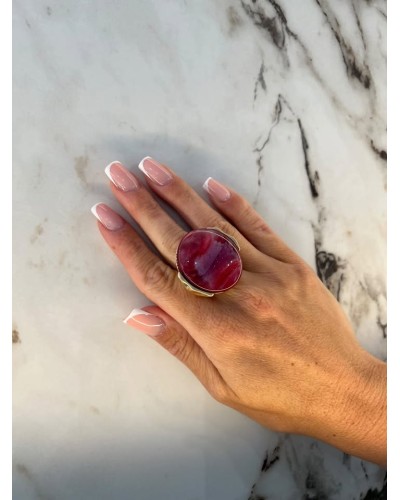 Pierścień Różany Księżyc złoty z rubinem