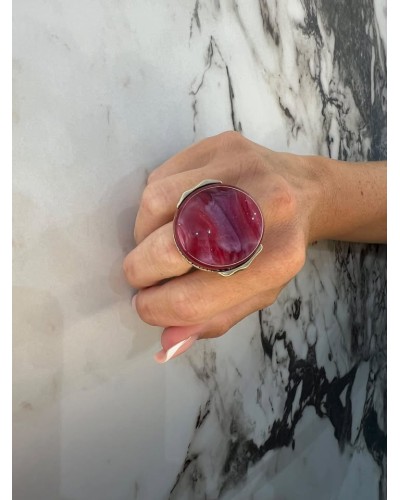 Pierścień Różany Księżyc złoty z rubinem