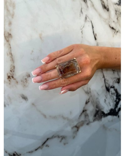 Pierścień Meksyk złoty z brązem