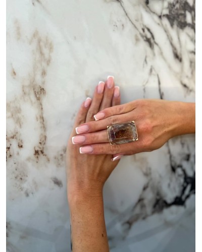 Pierścień Meksyk złoty z brązem