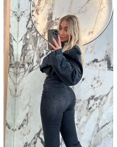 Spodnie jeansowe dzwony z rozcięciem na nogawce By o la la...!