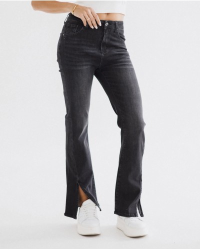 Spodnie jeansowe dzwony z rozcięciem na nogawce By o la la...!