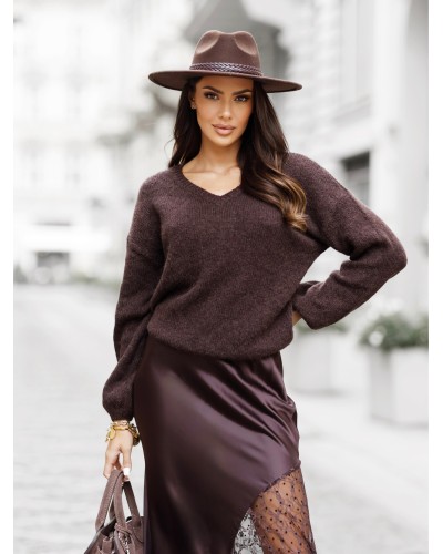 Sweter w szpic z bufiastym rękawem By o la la...! chocomus