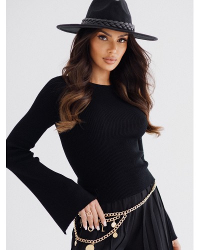 Cienki sweterek prążkowany By o la la...! czarny