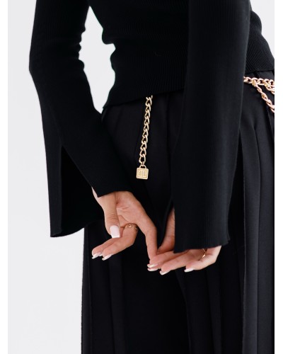 Cienki sweterek prążkowany By o la la...! czarny