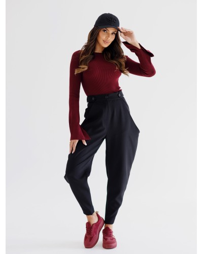 Cienki sweterek prążkowany By o la la...! merlot