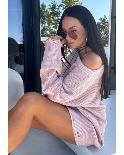 Sweter tunika La Milla pudrowy róż