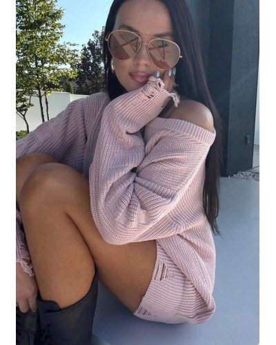 Sweter tunika La Milla pudrowy róż