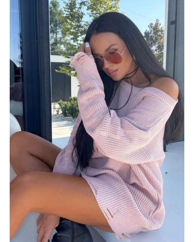 Sweter tunika La Milla pudrowy róż