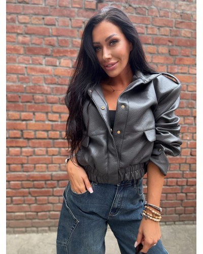 Kurtka bomberka z ekoskóry La Milla Premium grafitowa