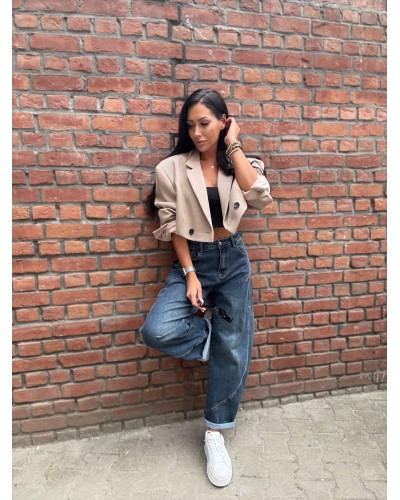 Marynarka krótka dresowa EMO ciemny beż