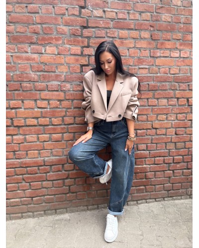 Marynarka krótka dresowa EMO ciemny beż