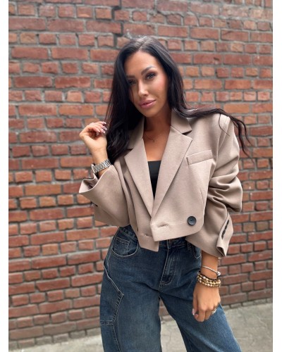 Marynarka krótka dresowa EMO ciemny beż