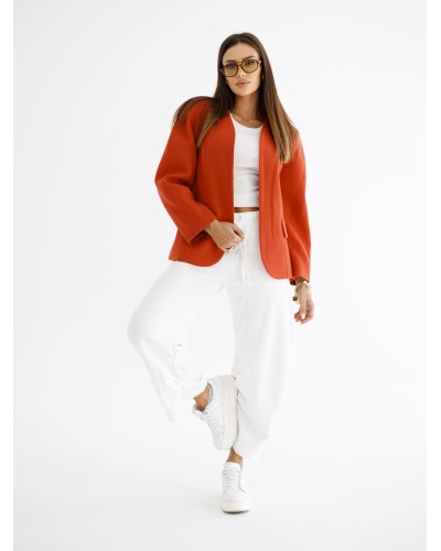 Spodnie dresowe z marszczoną nogawką By o la la...! śmietanowe