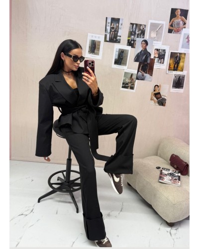 Marynarka wiązana materiałowa La Milla czarna