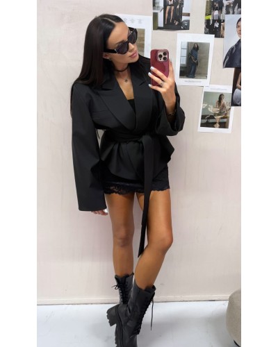 Marynarka wiązana materiałowa La Milla czarna