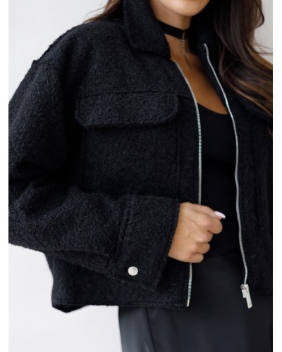 Kurtka pudełkowa z bukli By o la la...! czarna