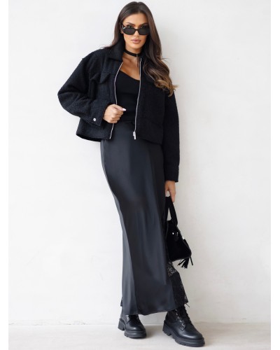 Kurtka pudełkowa z bukli By o la la...! czarna