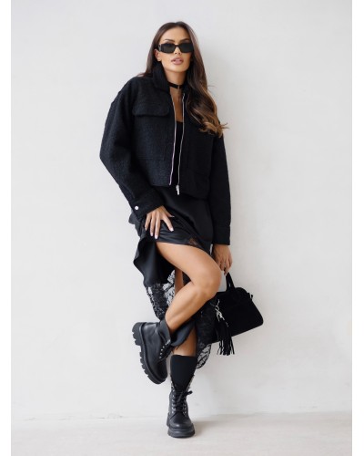 Kurtka pudełkowa z bukli By o la la...! czarna