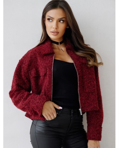 Kurtka pudełkowa z bukli By o la la...! merlot