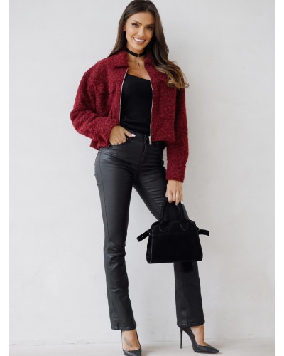 Kurtka pudełkowa z bukli By o la la...! merlot