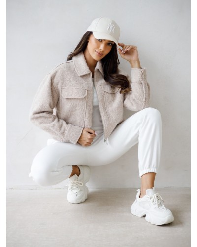 Kurtka pudełkowa z bukli By o la la...! beżowa