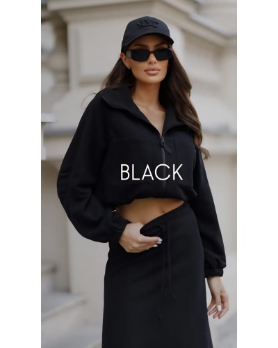 Krótka bluza na suwak By o la la...! czarna
