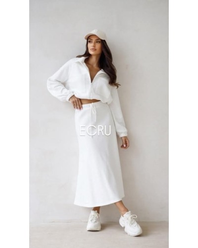 Krótka bluza na suwak By o la la...! śmietankowa