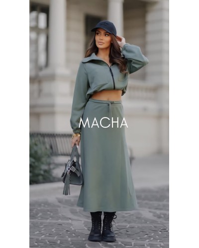 Krótka bluza na suwak By o la la...! matcha