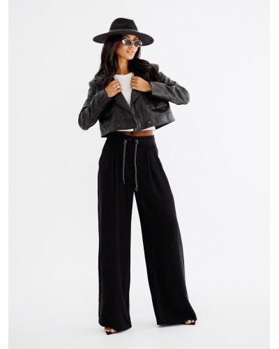 Spodnie szwedy z troczkami By o la la...! czarne