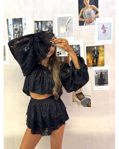 Spódniczko-spodenki koronkowe La Milla czarne