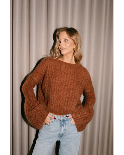 Sweter moherowy dzwoneczek cynamon