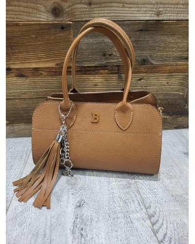 Torebka kuferek bagietka ze skóry licowej By o la la...! camel