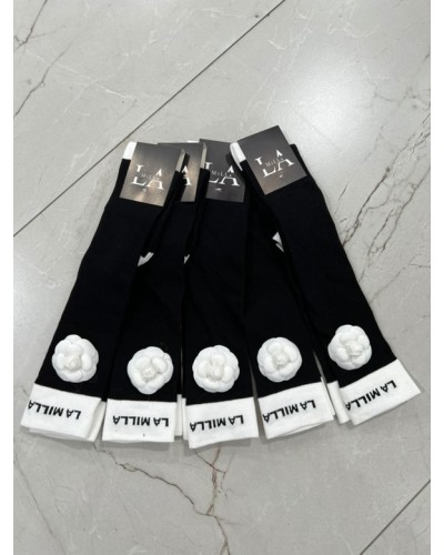 Podkolanówki z odpinaną różą La Milla czarne