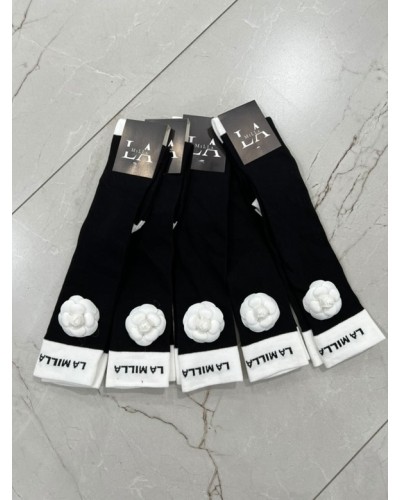 Podkolanówki z odpinaną różą La Milla czarne