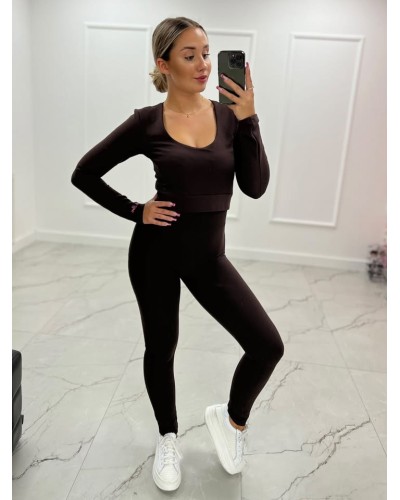 Komplet legginsy plus top La Milla czekoladowy