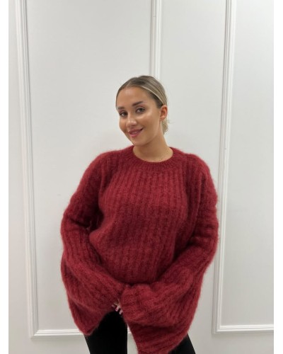 Sweter moherowy dzwoneczek ceglany