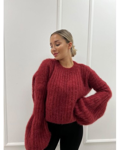 Sweter moherowy dzwoneczek ceglany